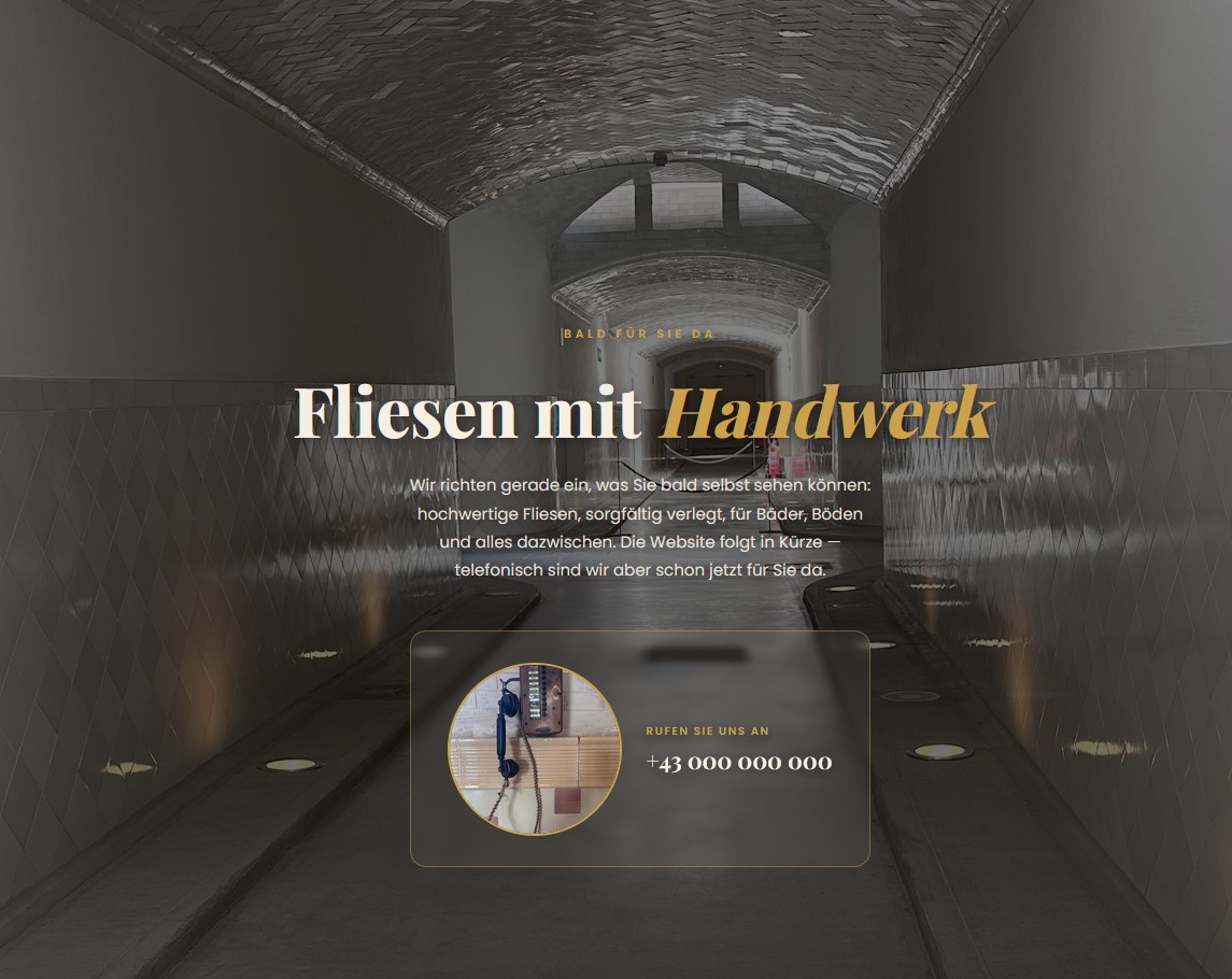 Demo einer Coming-Soon-Seite für ein Fliesenleger-Handwerk