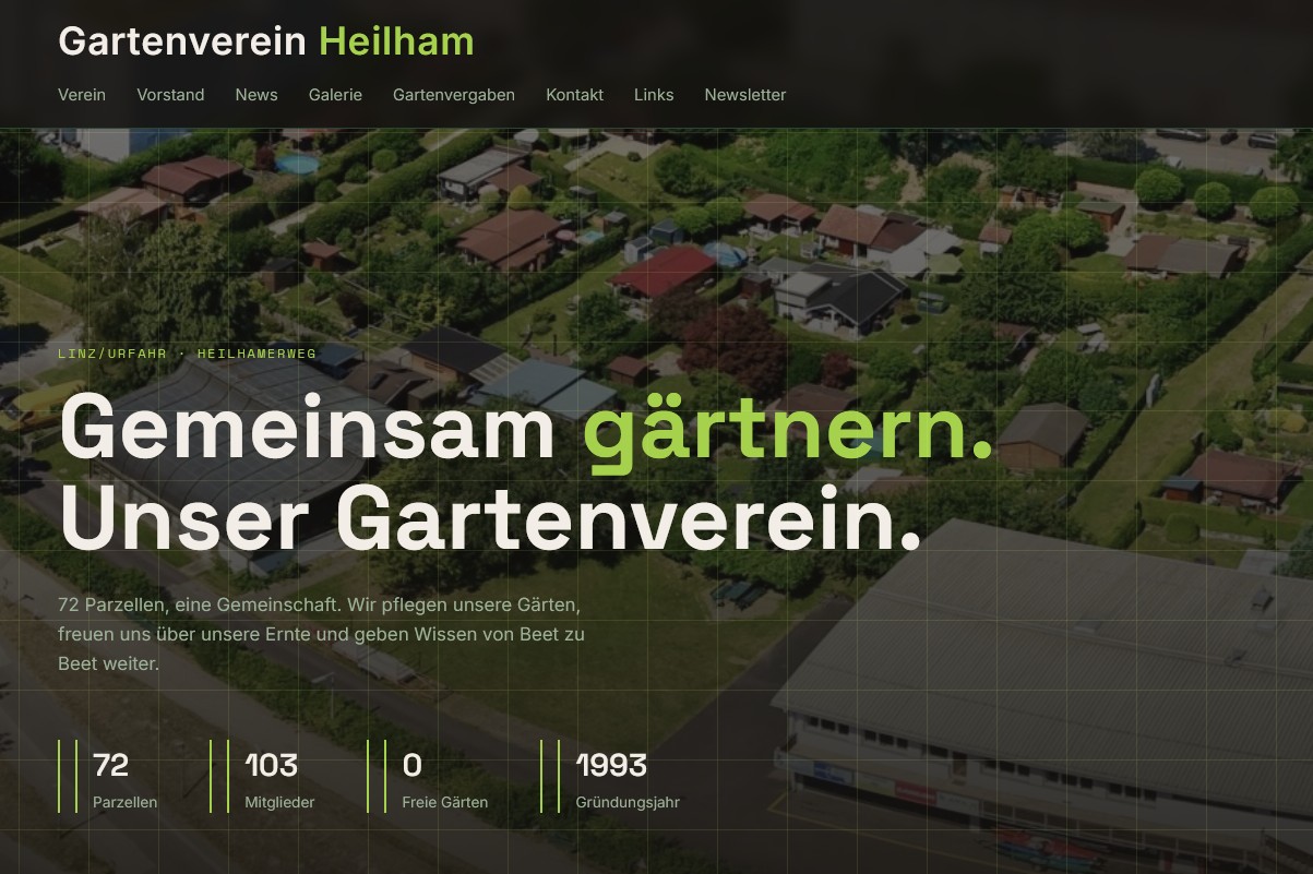 Screenshot der KGV Heilham Vereinswebsite
